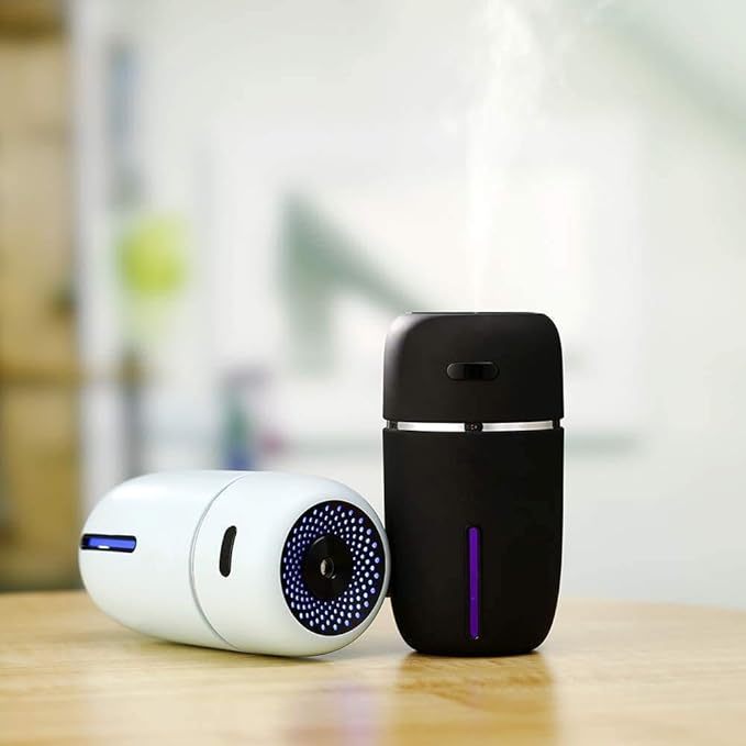Car Air Mini USB Humidifier 200ml – Ultrasonic Cool Mist Humidifier with 7 Color LED Light