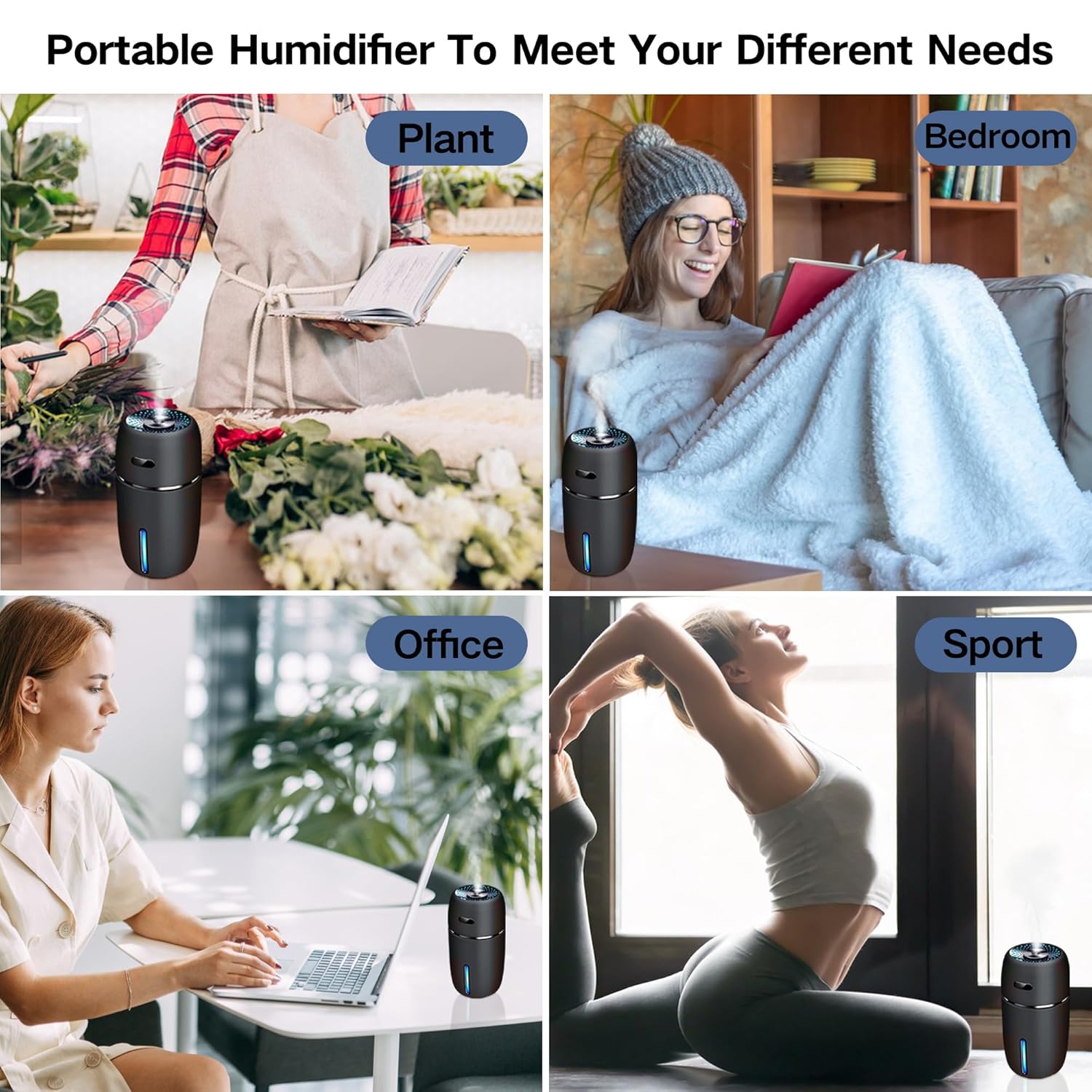 Car Air Mini USB Humidifier 200ml – Ultrasonic Cool Mist Humidifier with 7 Color LED Light